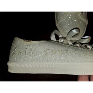 Keds Kate‎ Spade New York Champion Silver White Glitter Sneaker Size 4.5 NEW
